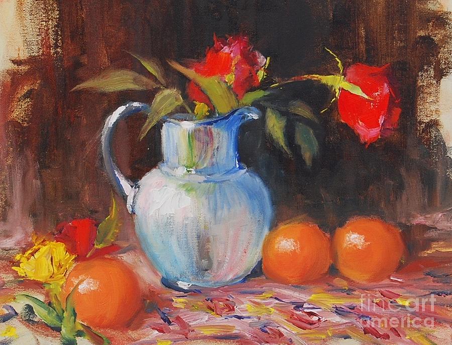 Roses in a Pitcher Painting by Frank Hoeffler