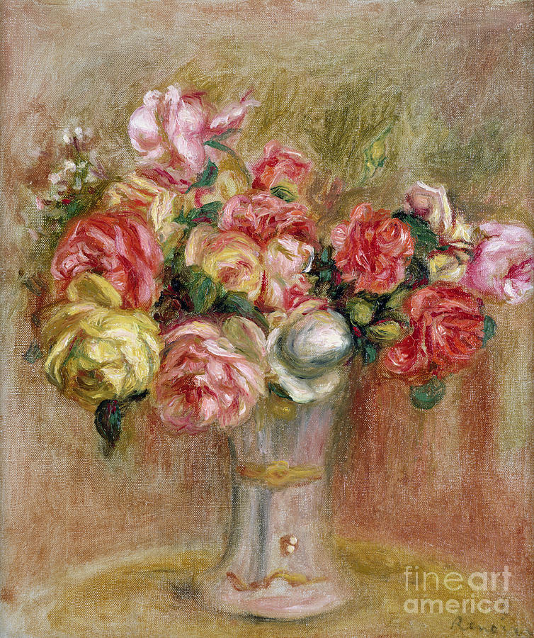Pierre Auguste Renoir Painting - Roses in a Sevres Vase by Pierre Auguste Renoir