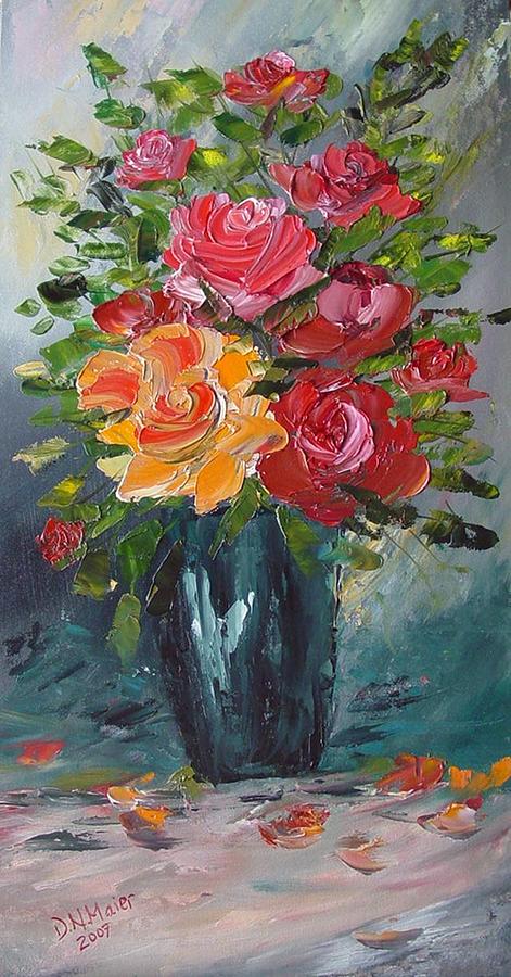 Roses in a Vase Painting by Dorothy Maier