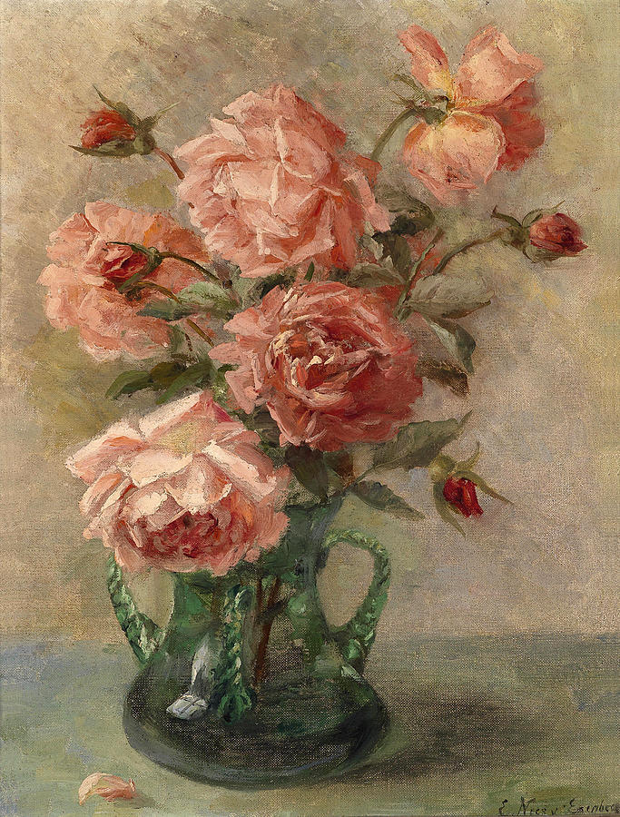 Roses In A Vase Painting by Elise Nees von Esenbeck
