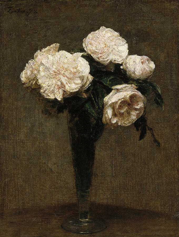 Roses in a Vase #3 Painting by Henri Fantin-Latour