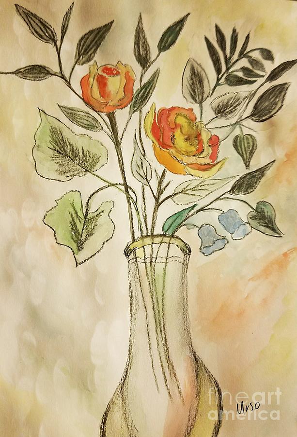 Roses in a Vase Painting by Maria Urso