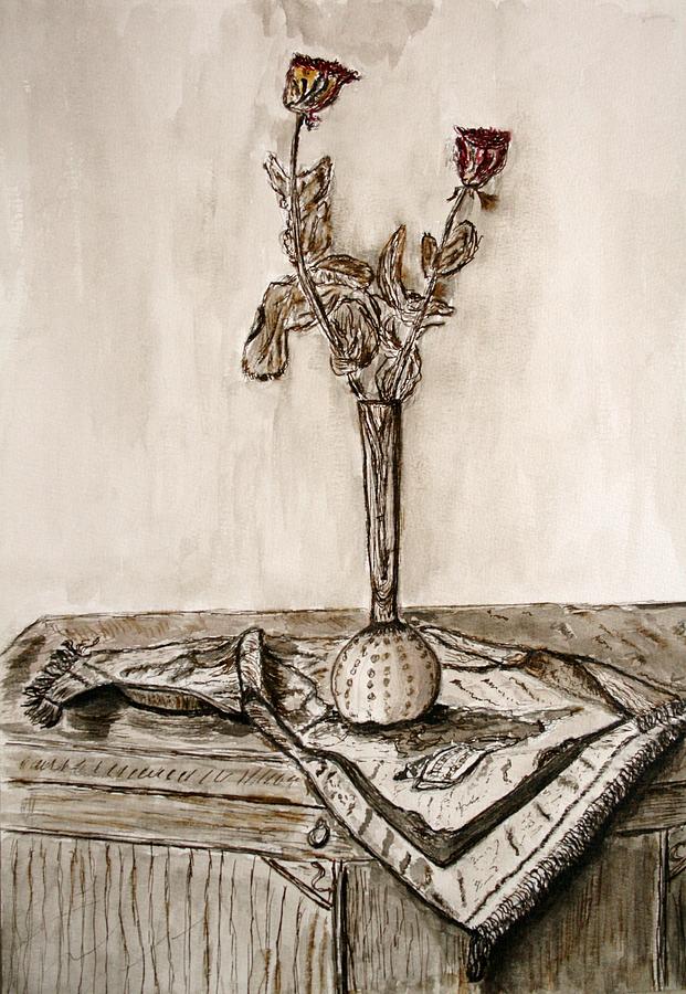 Roses in sepia. Painting by Shlomo Zangilevitch
