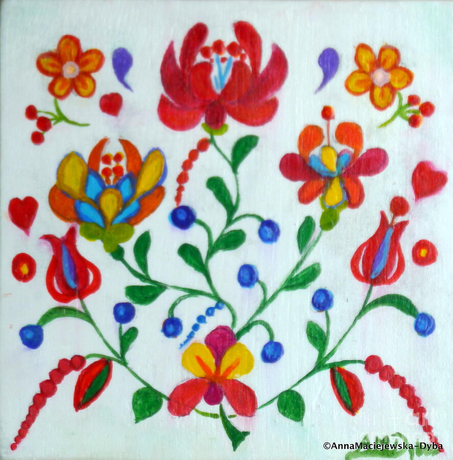 Roses in the Folk Style Painting by Anna Folkartanna Maciejewska-Dyba ...