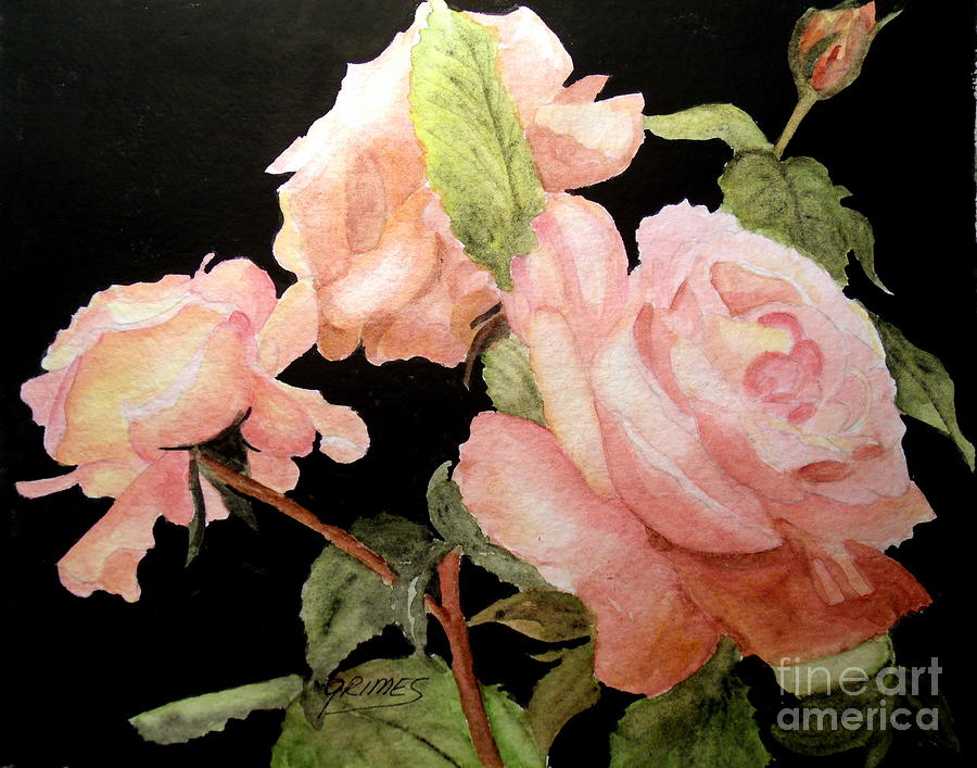 Roses in the Garden Painting by Carol Grimes