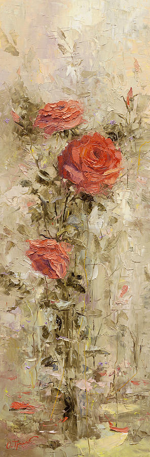 Rose Painting - Roses in the Garden by Oleg Trofimoff