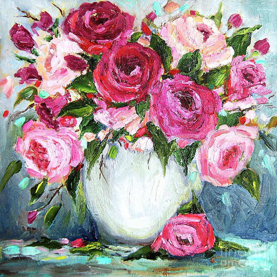 Roses in Vase Painting by Jennifer Beaudet