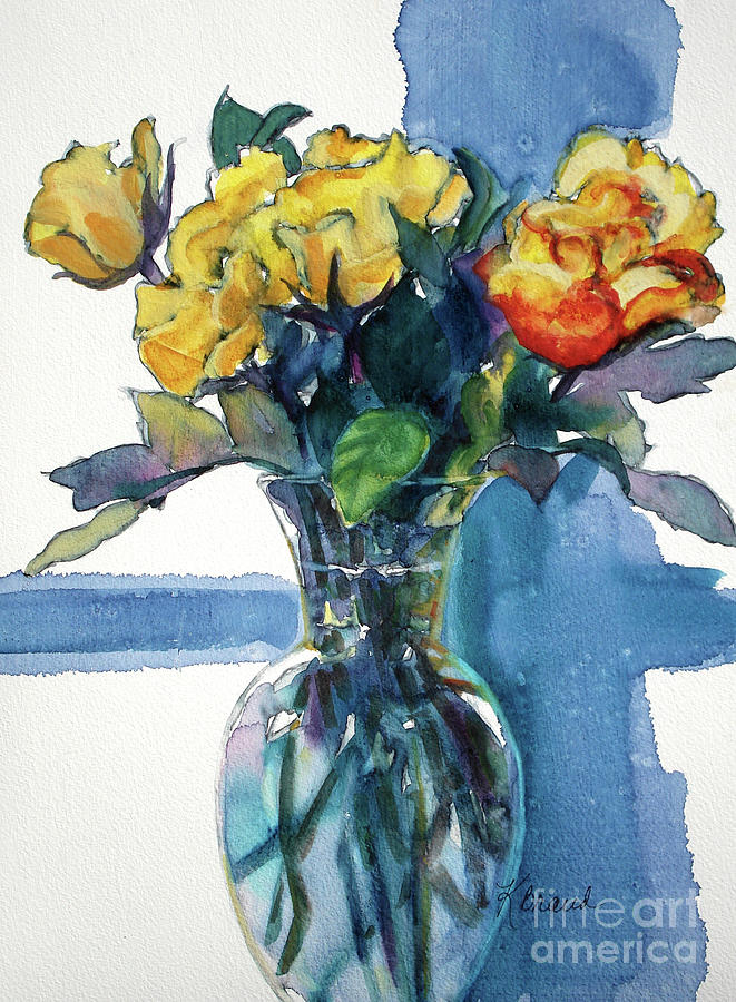 Roses in Vase Still Life I Painting by Kathy Braud