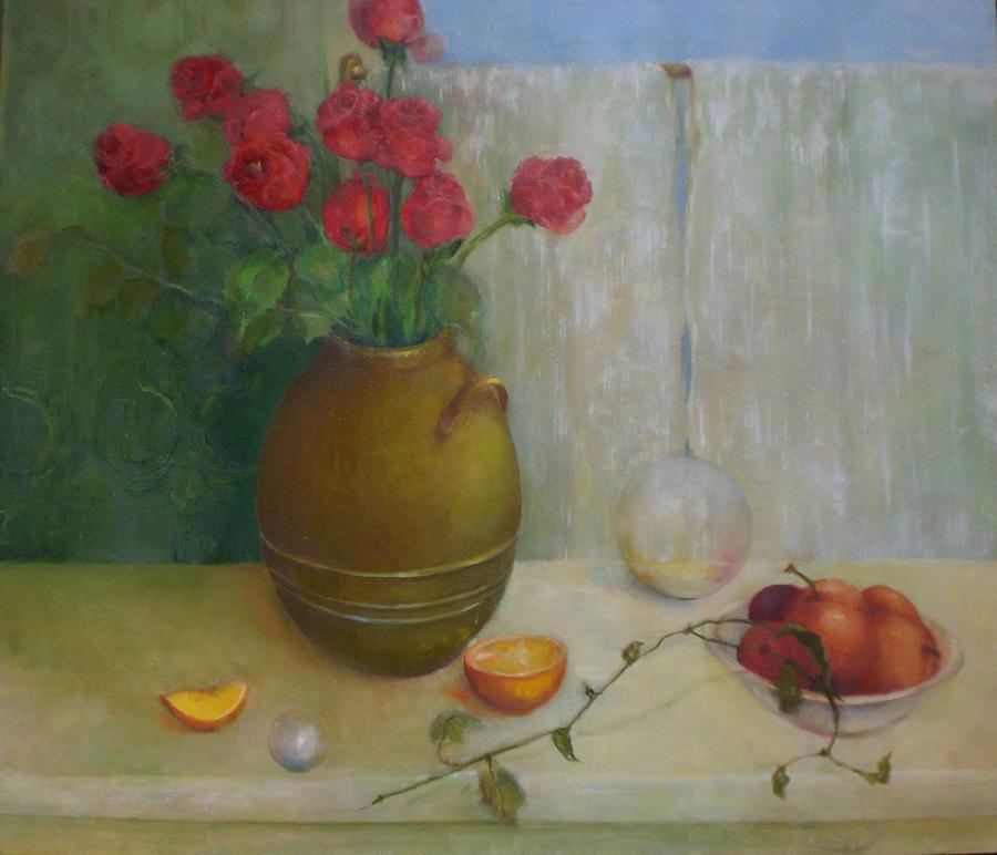 Still Life Painting - Roses On a Clear Day    copyrighted by Kathleen Hoekstra