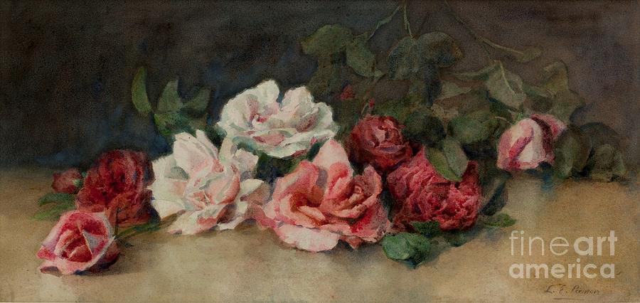 Roses on a ledge Painting by MotionAge Designs