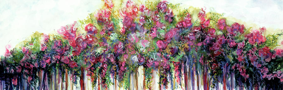 Roses On The Fence Painting by Mary Silvia