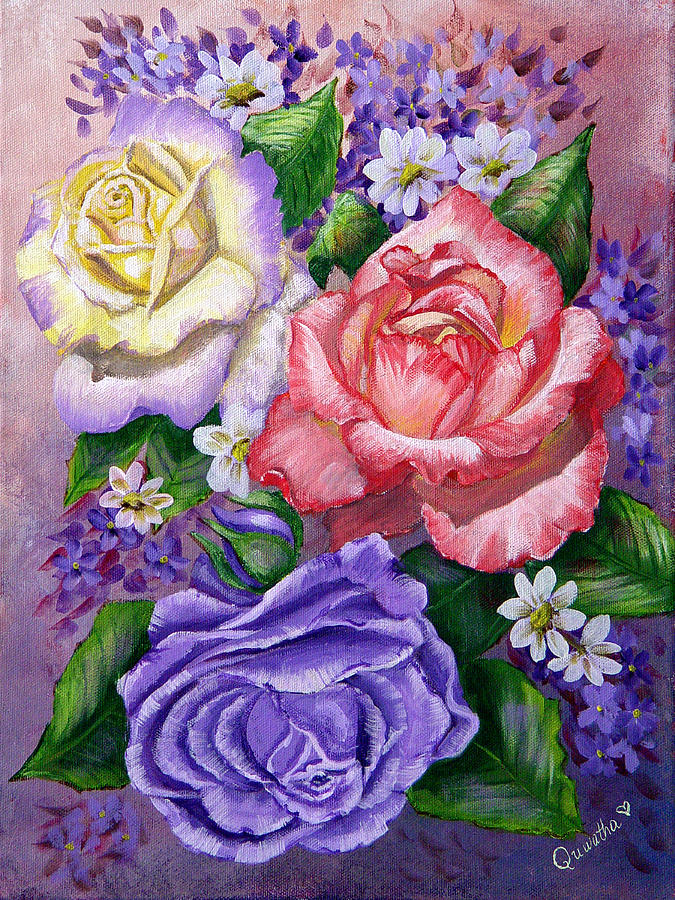 Rose Painting - Roses by Quwatha Valentine