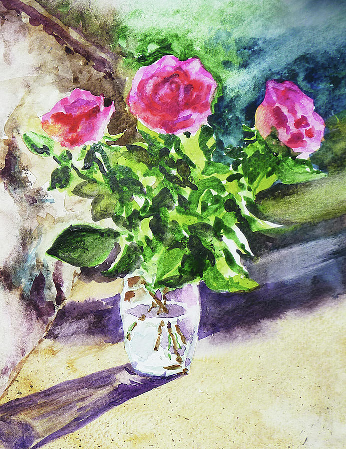 Roses Shadows Impressionism Painting