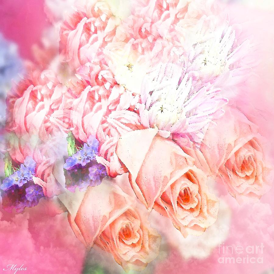 Roses  so Pink Painting by Saundra Myles