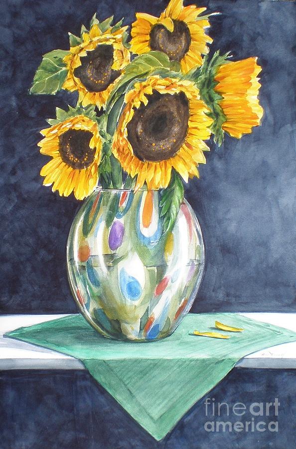 Roses Sunflowers Painting by Jane Loveall