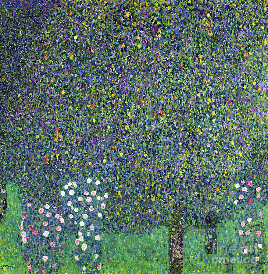 Gustav Klimt Painting - Roses under the Trees by Gustav Klimt