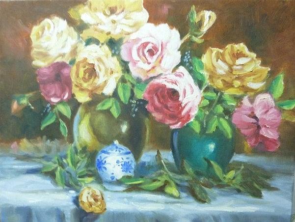 Roses Painting by Wanvisa Klawklean