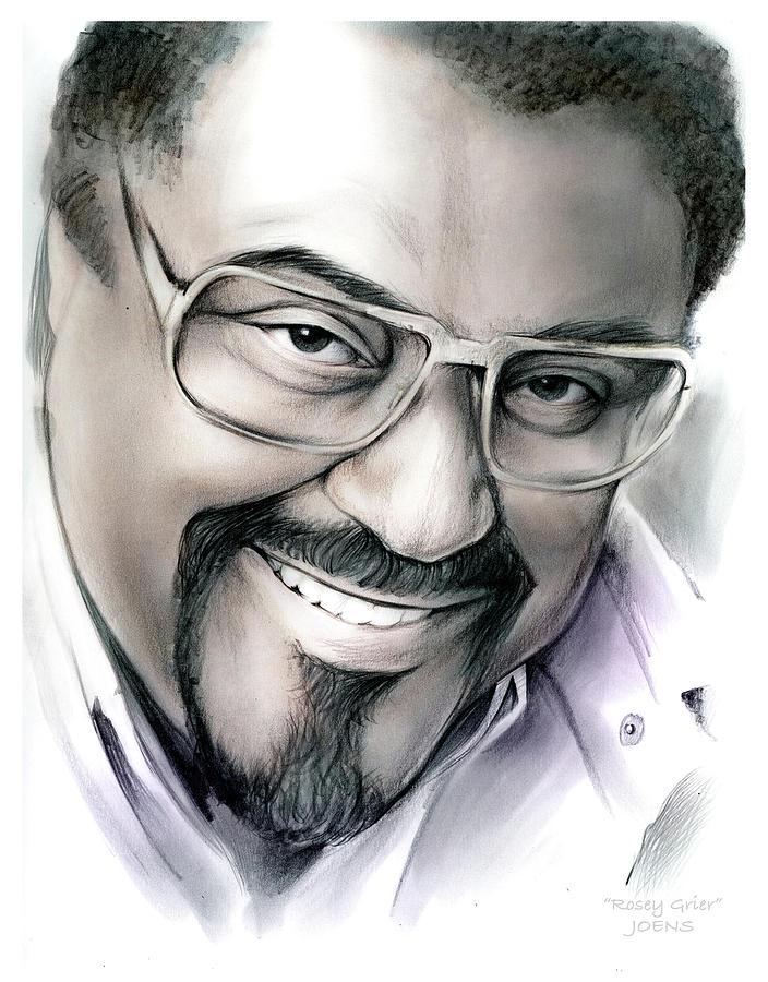 Football Drawing - Rosey Grier by Greg Joens