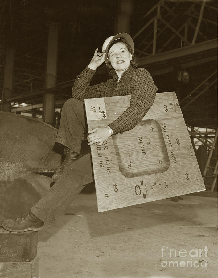 Rosie The Riveter Photograph - Rosie the Riveter Circa 1945 by Monterey County Historical Society
