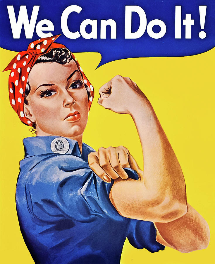 Rosie The Riveter Digital Art - Rosie the Riveter World War II Culture Icon Factory Worker Munitions Advertising Recruitment WWII  by Charlotte Richardson