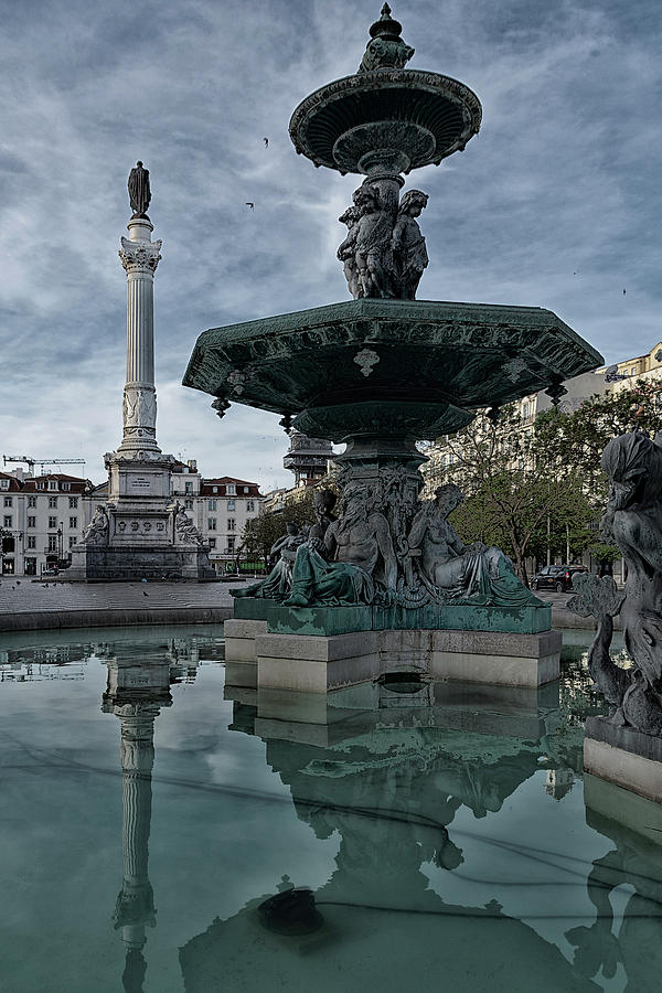 Rossio Square Fountain Photograph by Steven Richman