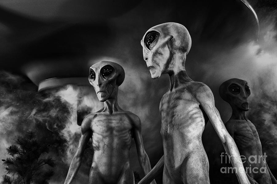 Alien Photograph - Aliens and UFO 1 by Bob Christopher
