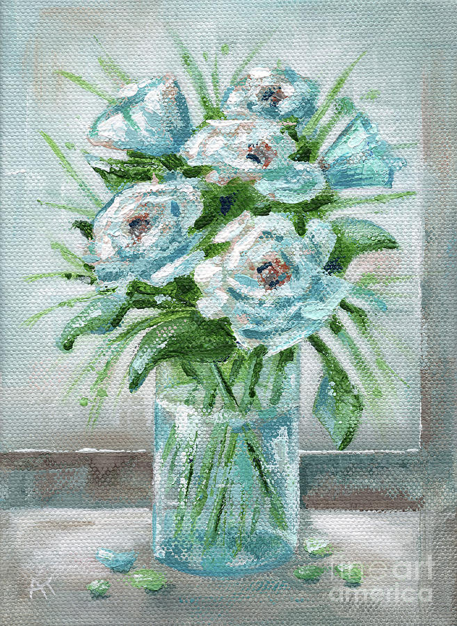 Flower Painting - Rosy Blues by Annie Troe