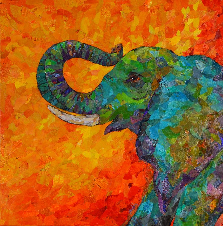 Rosy the Elephant Painting by Phiddy Webb