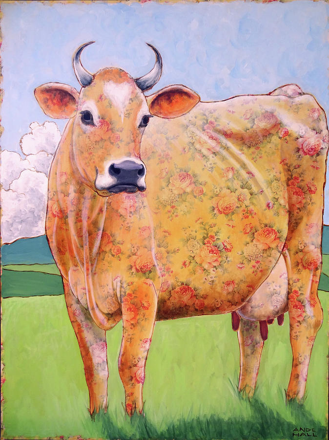 Rosy the Jersey Painting by Ande Hall