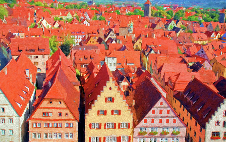 Rothenburg Roof Tops Digital Art by Dennis Cox
