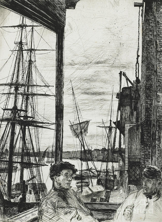Rotherhithe Drawing by James McNeill Whistler