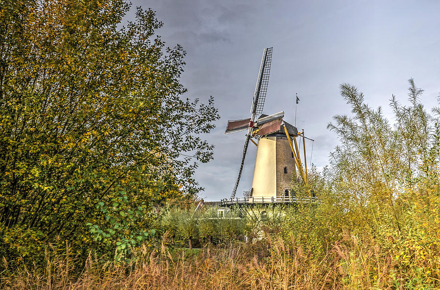 Rotterdam Windmill in Autumn Photograph by Frans Blok