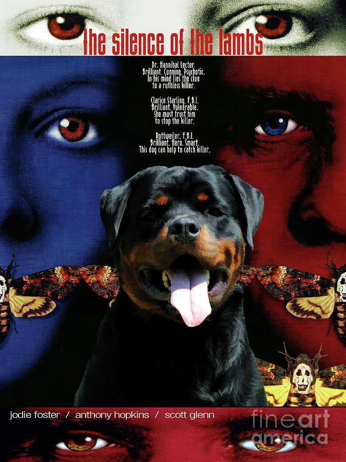 Rottweiler Art Canvas Print - The Silence of the Lambs Movie Poster Painting by Sandra Sij