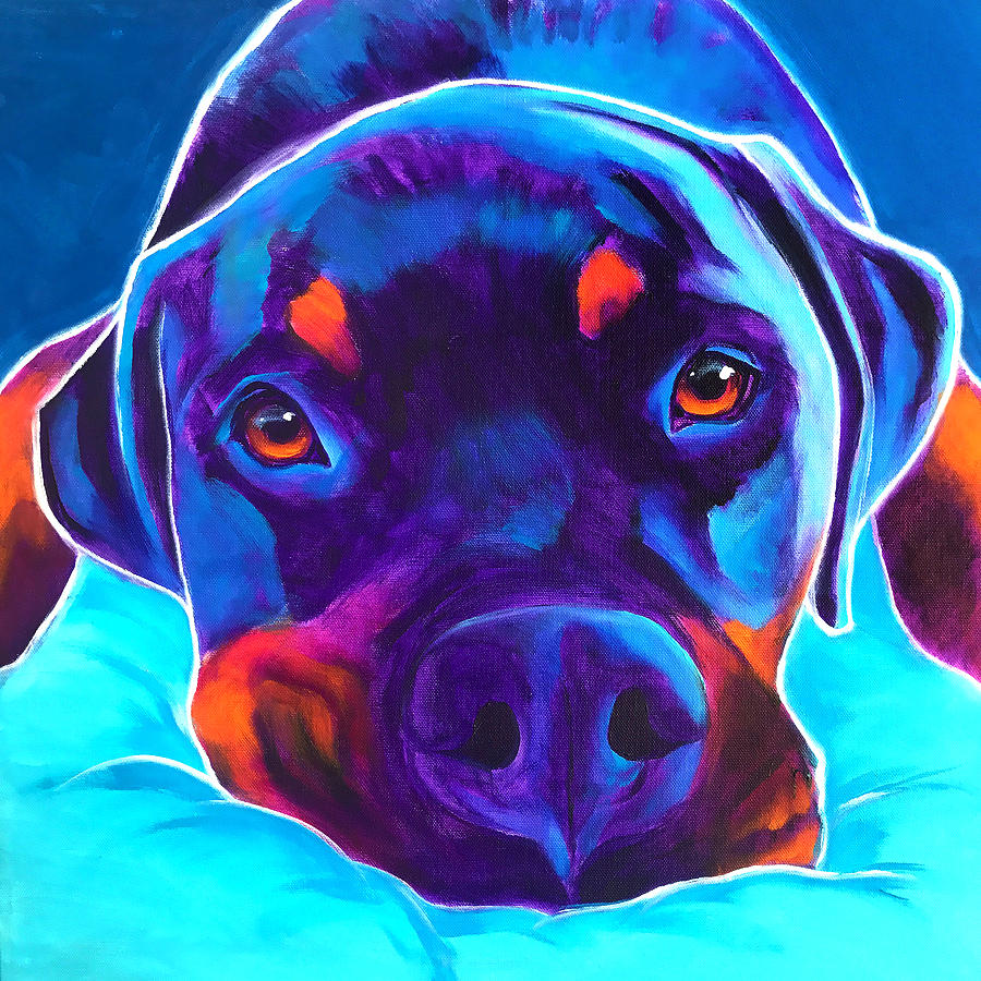 Dog Painting - Rottweiler - Dexter by Dawg Painter
