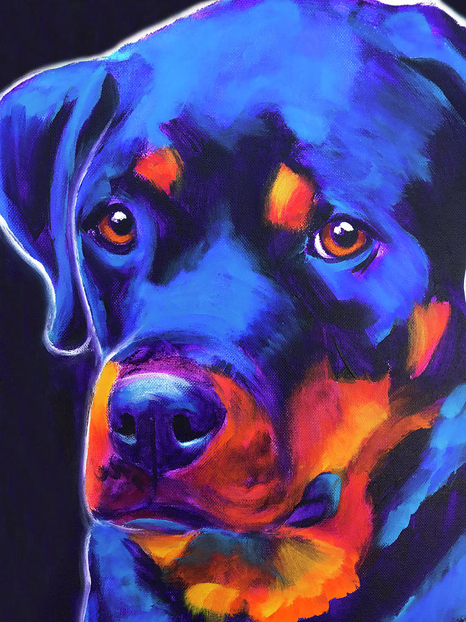 Rottweiler - Dexter Serious Painting by Dawg Painter