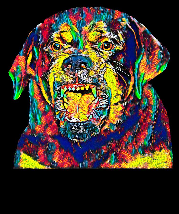 Rottweiler Digital Art - Rottweiler Dog Breed Head Pet Portrait Abstract by Super Katillz