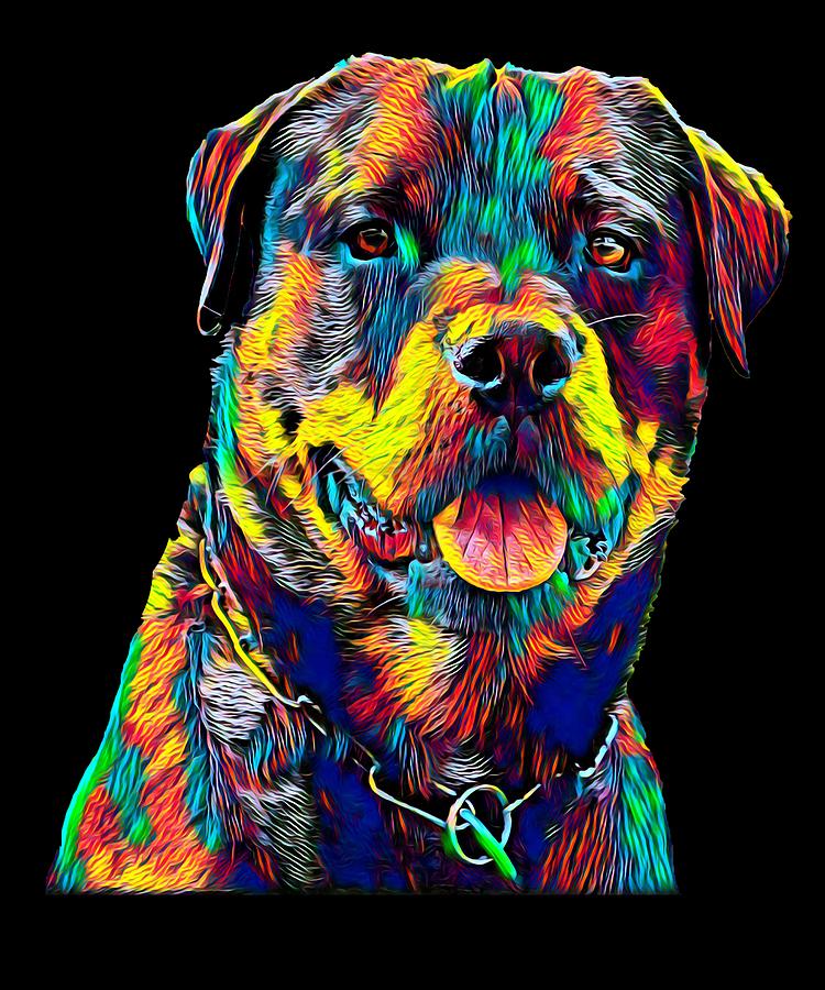 Rottweiler Digital Art - Rottweiler Dog Breed Pet Head Portrait by Super Katillz