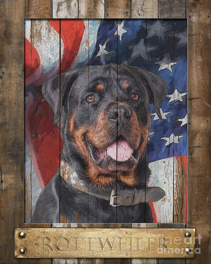 Rottweiler Flag Poster Digital Art by Tim Wemple