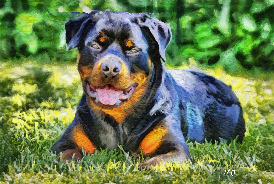 Rottweiler Lina Painting by Doggy Lips