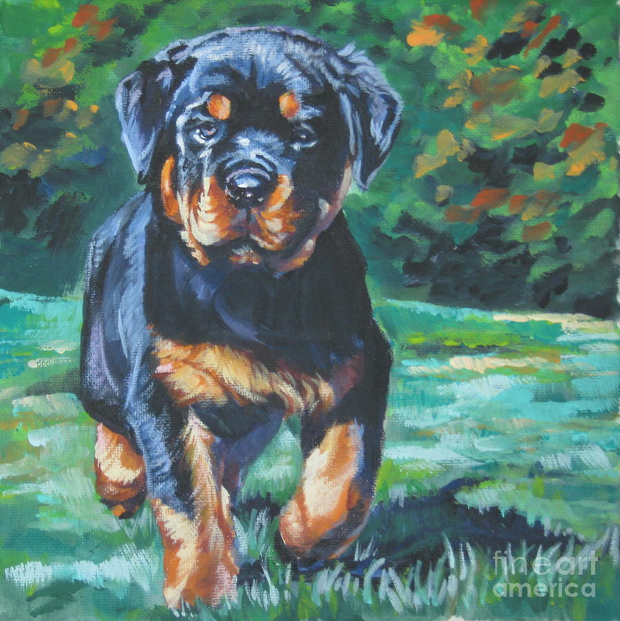 Rottweiler Pup Painting by Lee Ann Shepard