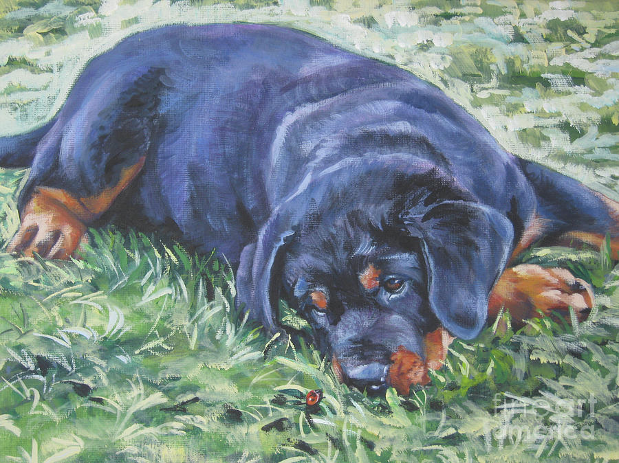 Ladybug Painting - Rottweiler Puppy by Lee Ann Shepard