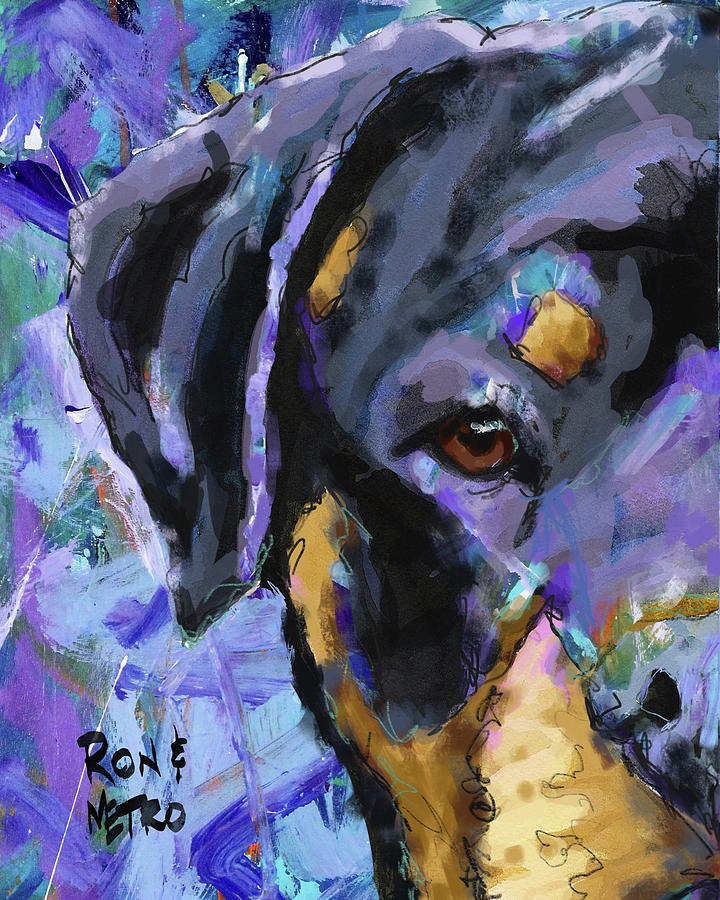 Abstract Painting - Rottweiler by Ron Krajewski