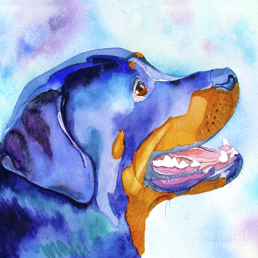 Rotty Rottweiler Blues Painting by Jo Lynch