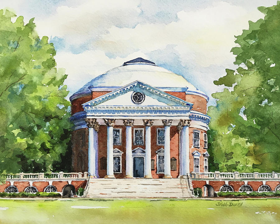 Uva Painting - Rotunda at the University of Virginia by Jan Finn-Duffy
