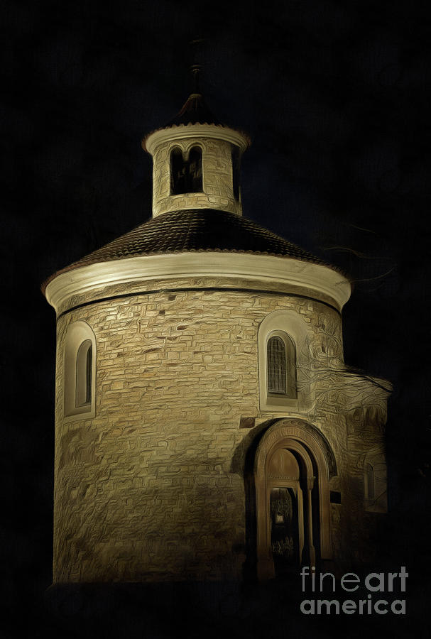 Rotunda of St Martin at night Photograph by Michal Boubin