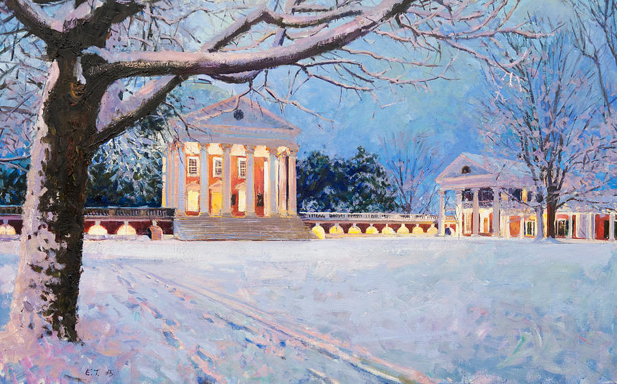 Thomas Jefferson Painting - Rotunda on a Snowy Night by Edward Thomas