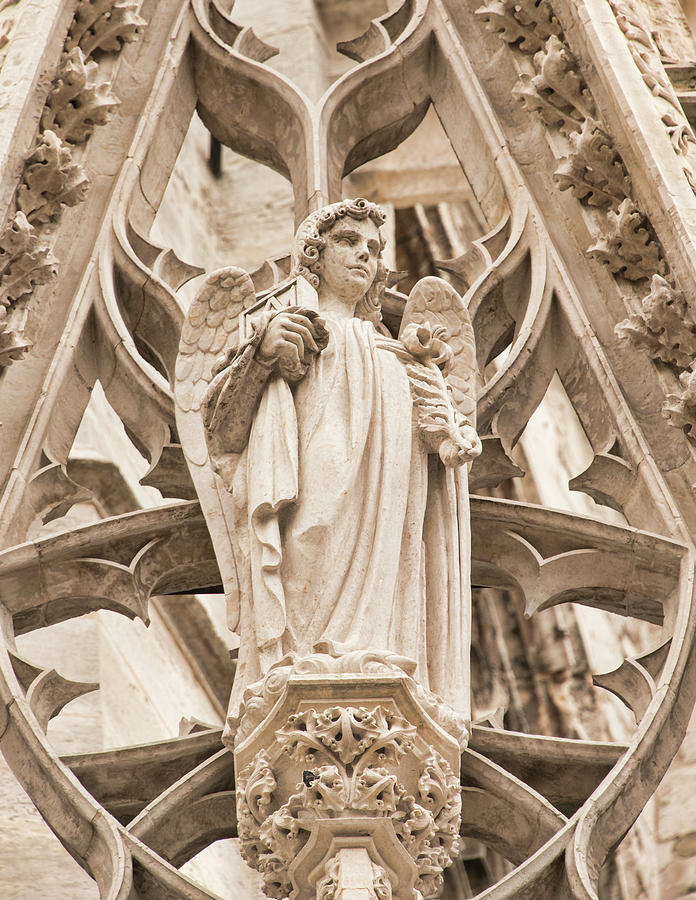 Rouen, Normandy, France cathedral, angel Photograph by Curt Rush