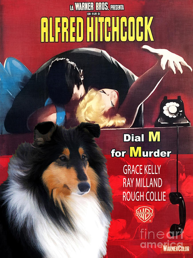 Rough Collie Art Canvas Print - Dial M for Murder Movie Poster Painting by Sandra Sij