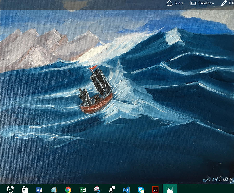 Landscape Painting - Rough sailing by Ramya Sundararajan Landscape Painting - Rough sailing by Ramya Sundararajan