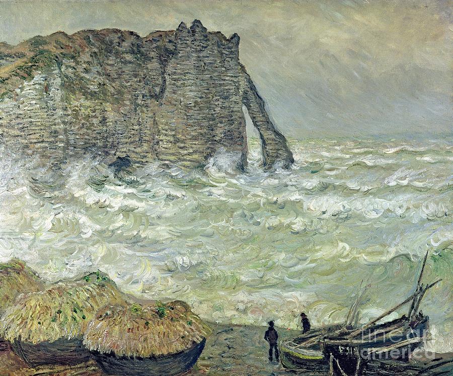 Rough Sea at Etretat Painting by Claude Monet